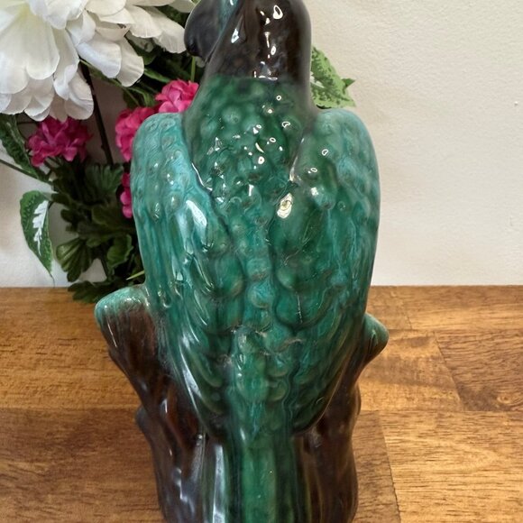 Blue Mountain Pottery Parrot Figurine Green Drip Glaze Canadian‎ Vintage Ceramic - Picture 5 of 7